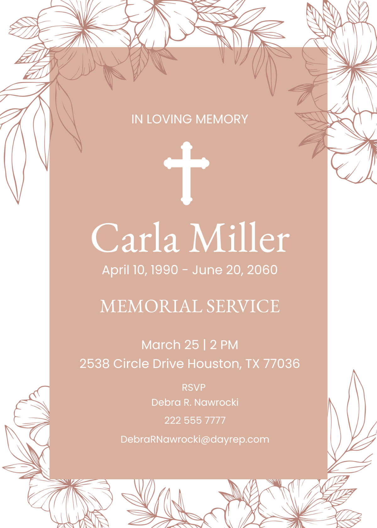 Sample Funeral Memorial Invitation