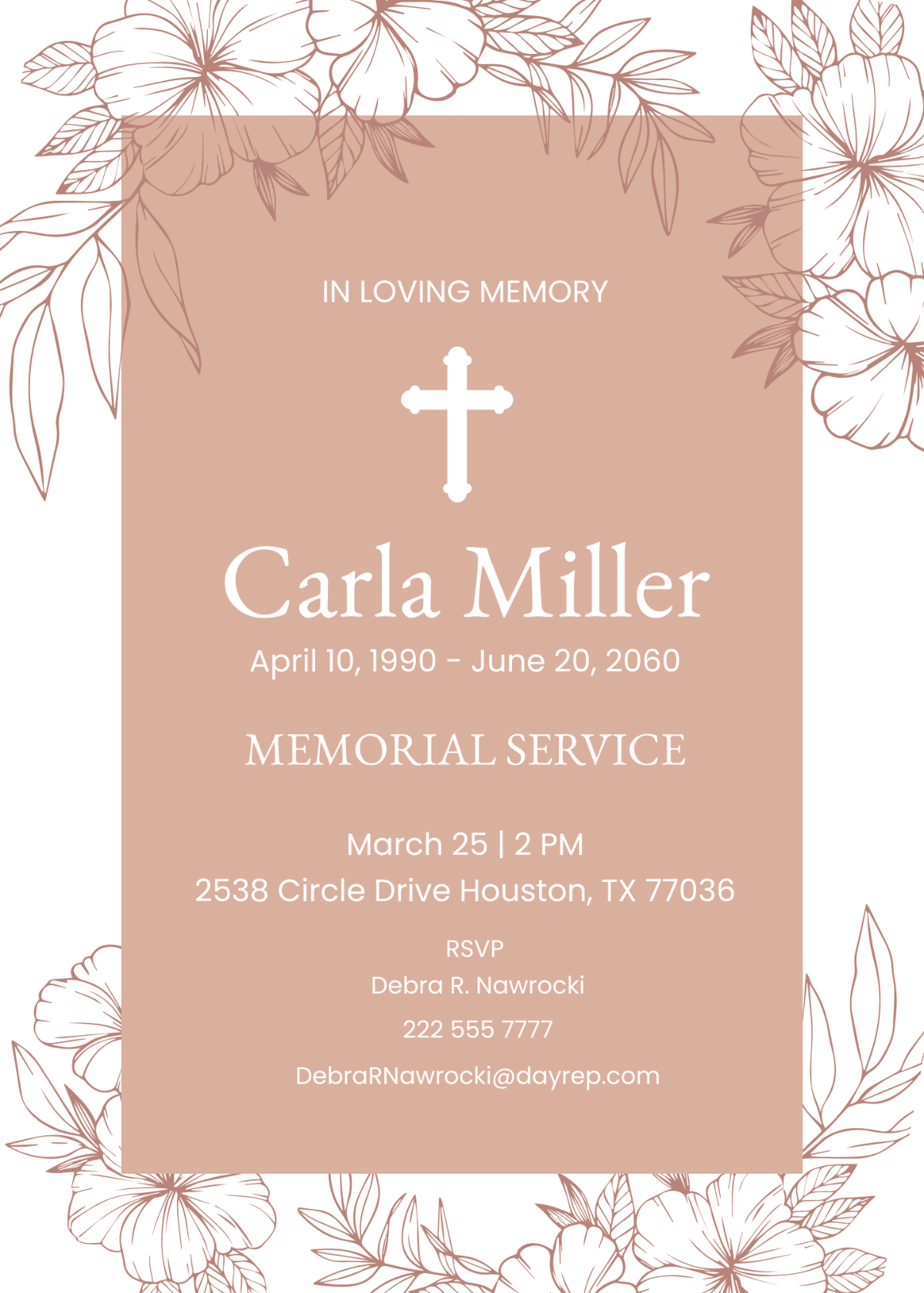 Sample Funeral Memorial Invitation Template - Edit Online & Download