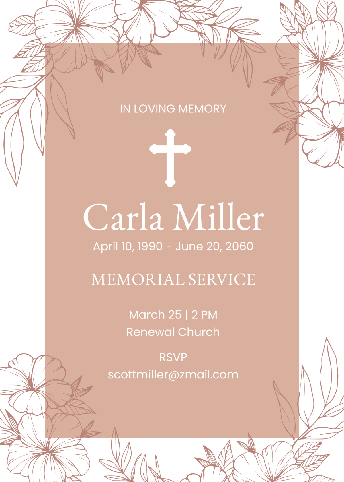 Sample Funeral Memorial Invitation Template