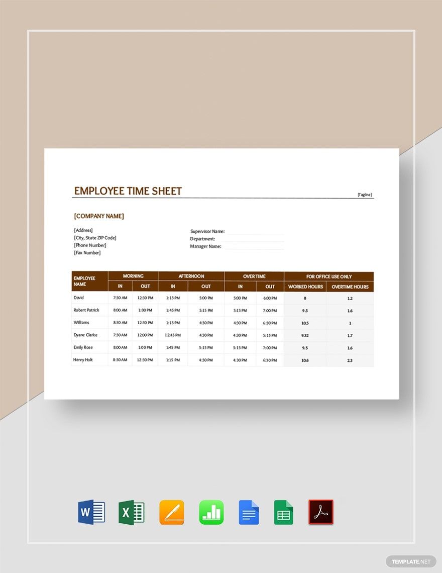 Sample Of Timesheets For Employees Template