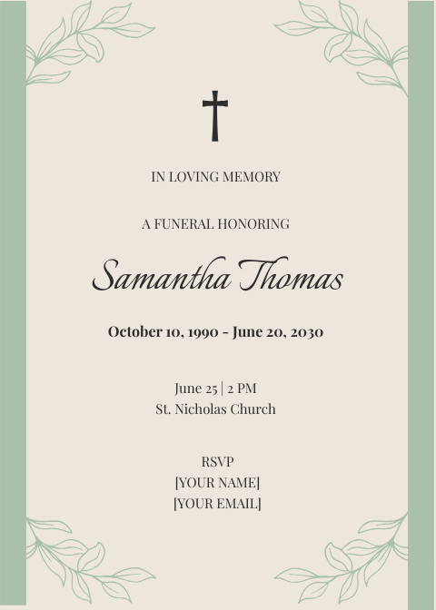 Digital Funeral Service Invitation