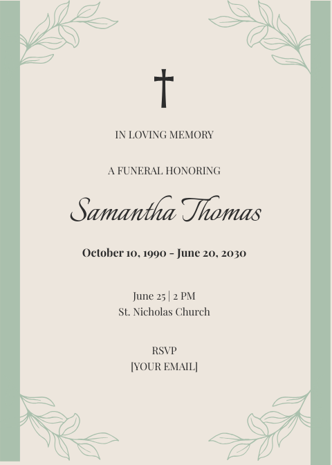FREE Funeral Invitation Templates & Examples - Edit Online & Download