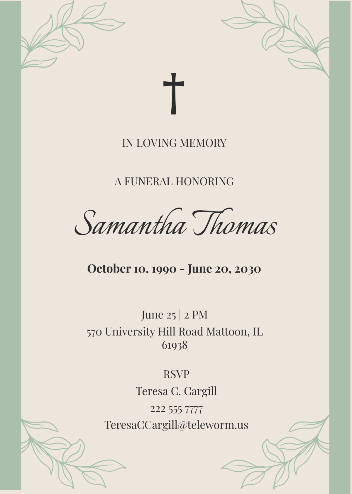 Digital Funeral Service Invitation