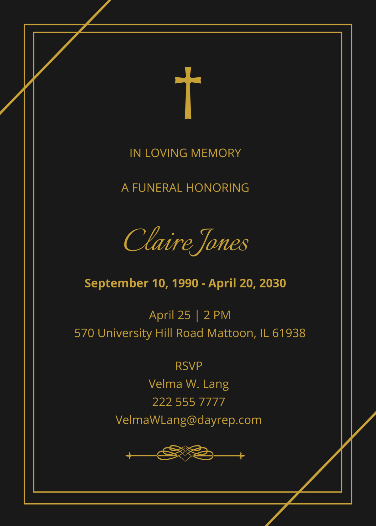 Simple Digital Funeral Invitation Template - Edit Online & Download