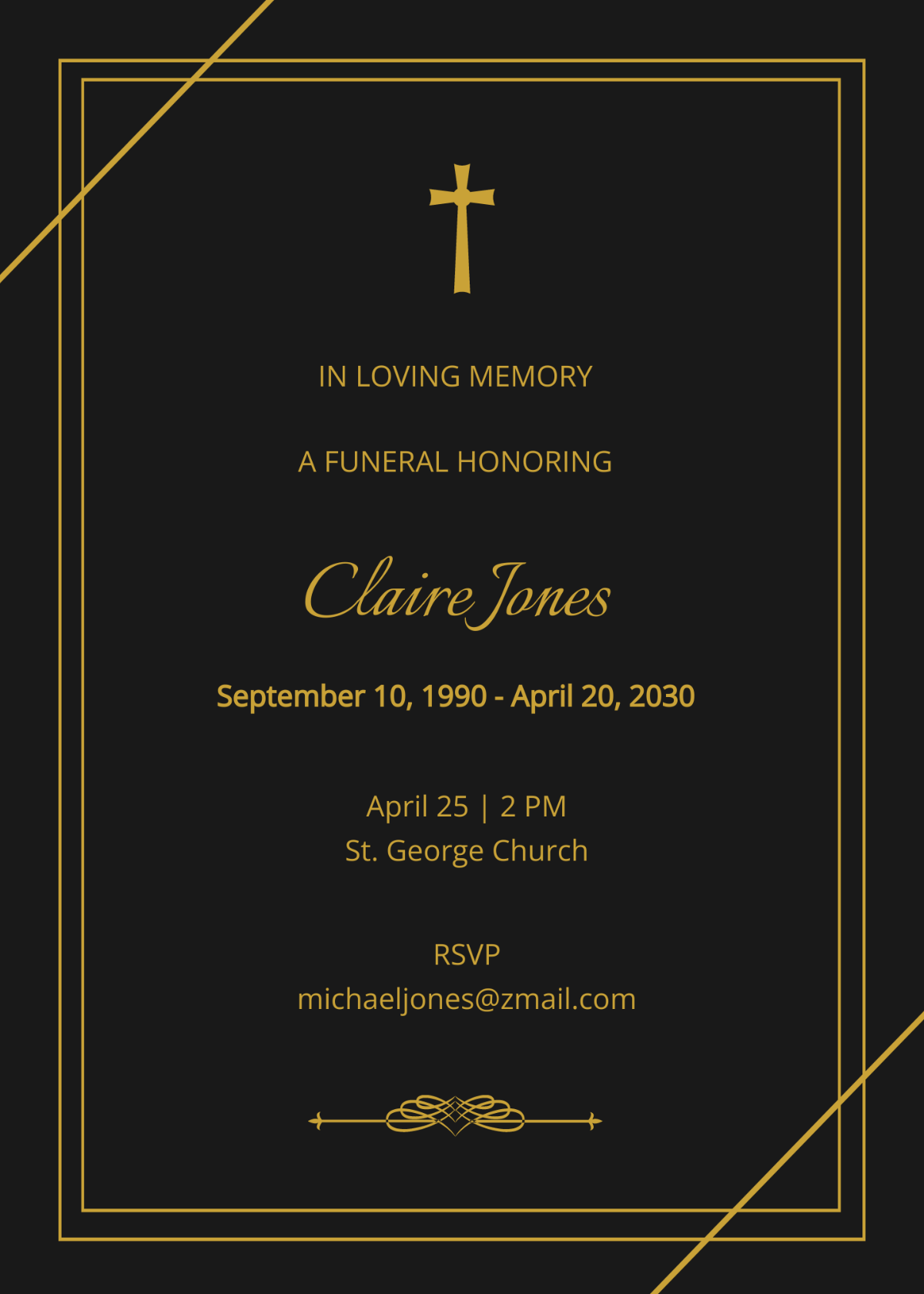 Simple Digital Funeral Invitation Template