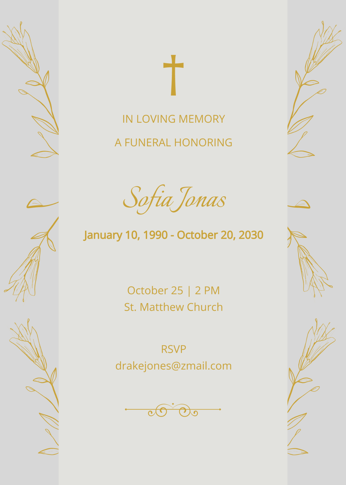 Elegant Digital Funeral Invitation Template