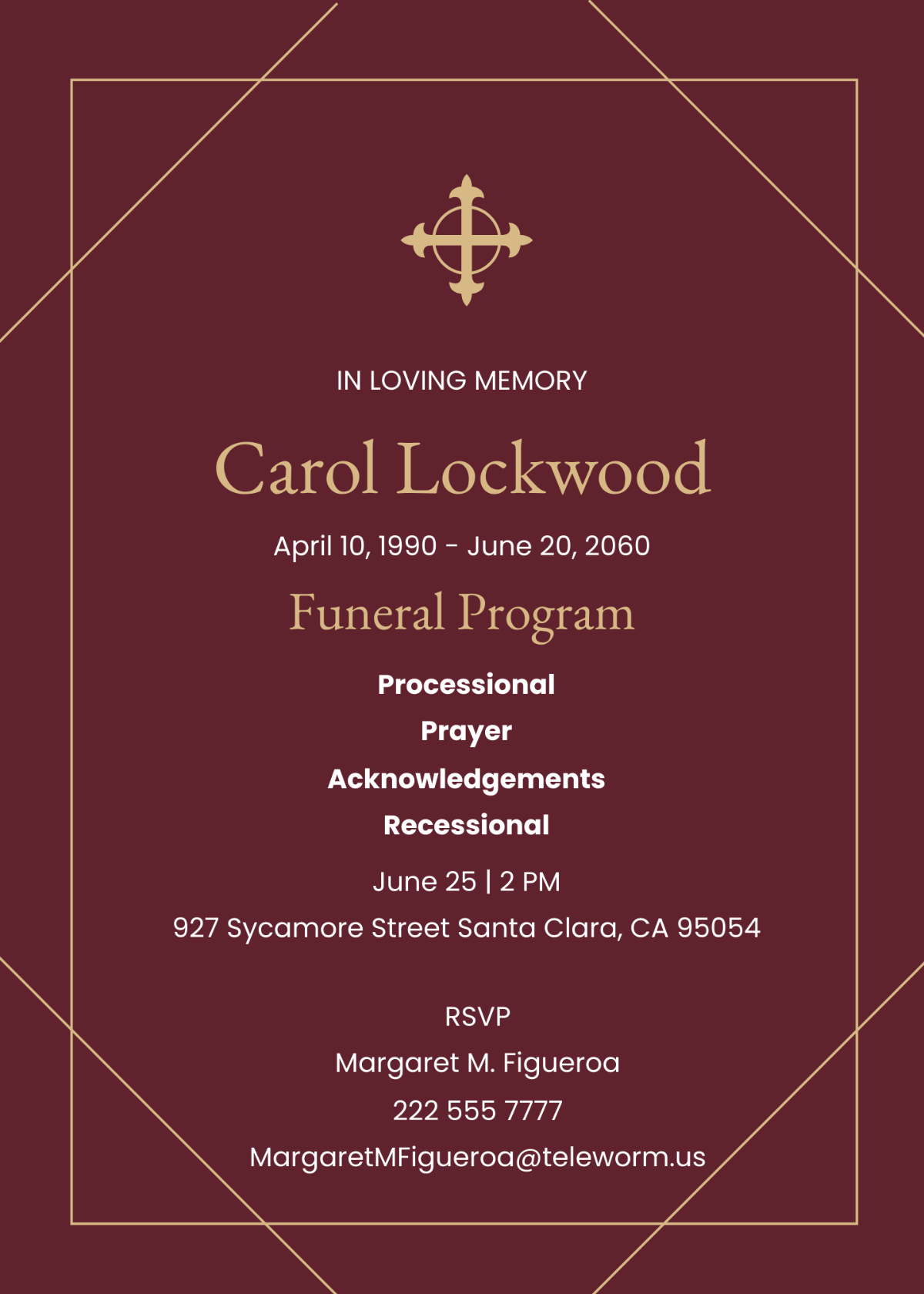 Elegant Funeral Church Program