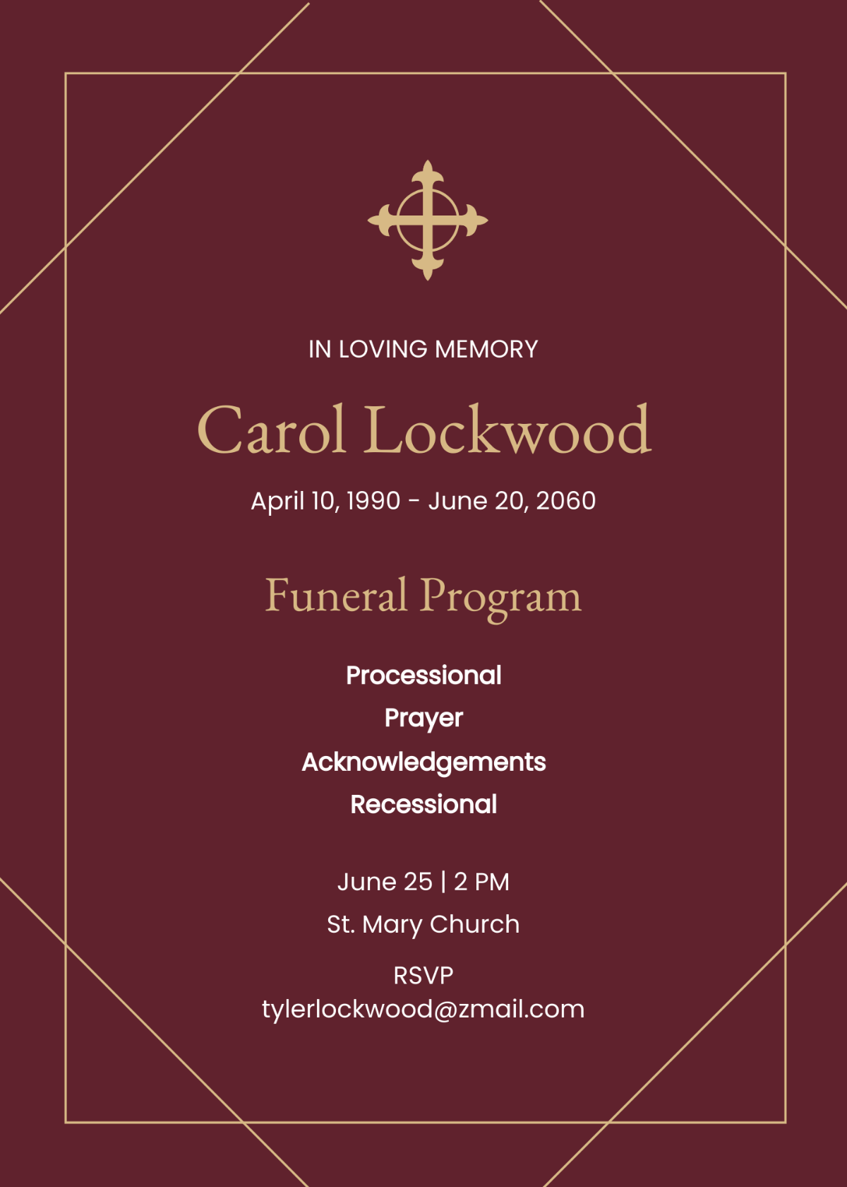 Elegant Funeral Church Program Template