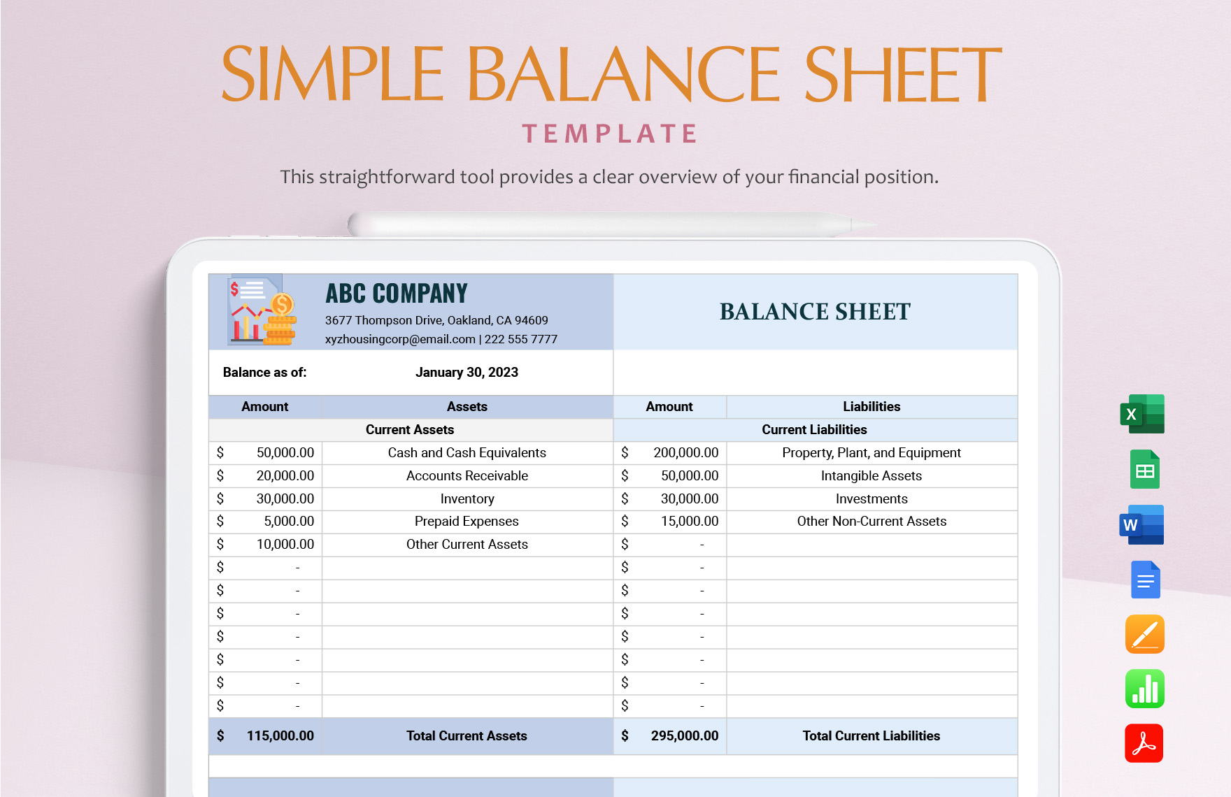 Simple Balance Sheet Template