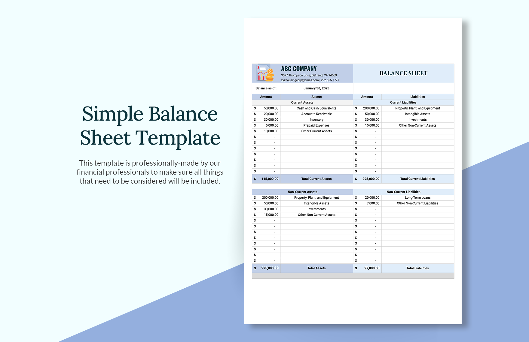 Simple Balance Sheet Template Download in Word, Google Docs, Excel