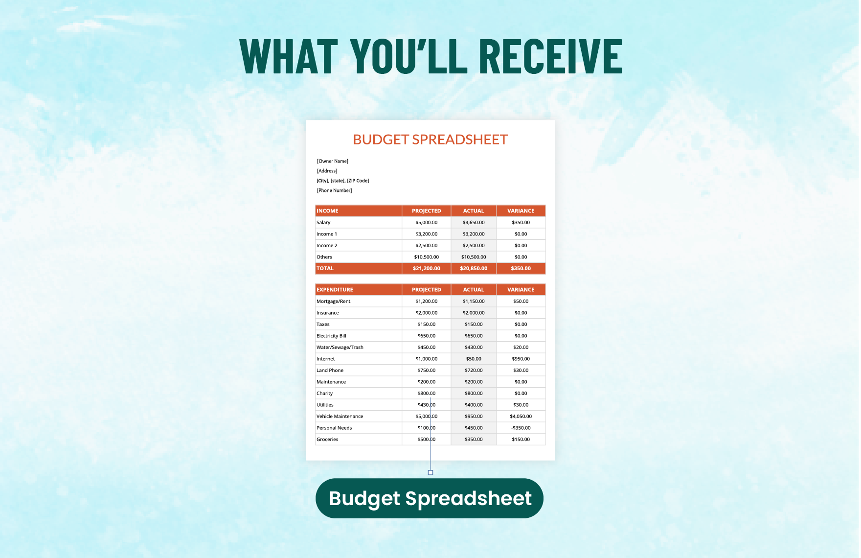 Simple Budget Spreadsheet Template