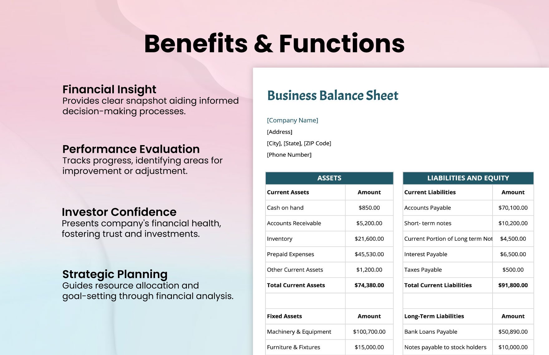 Small Business Balance Sheet Template