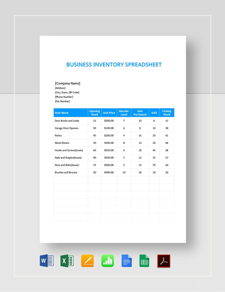 how to organize inventory for small business spreadsheet