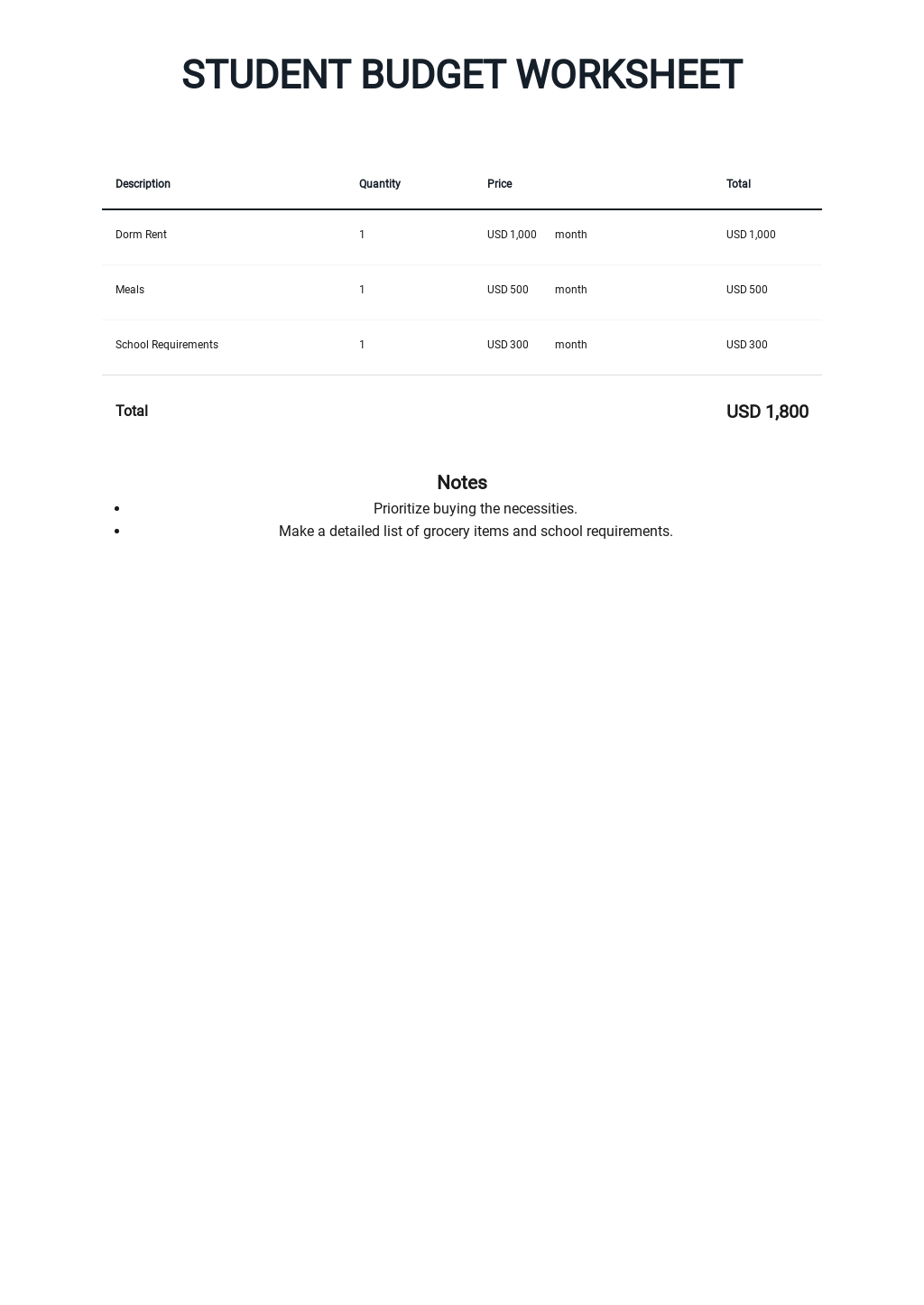 25+ Work Sheet Templates - Free Downloads  Template.net Throughout The Student Budget Worksheet Answers