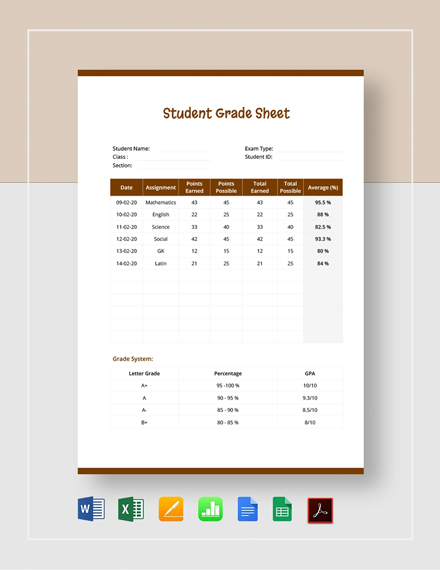 excel student grades