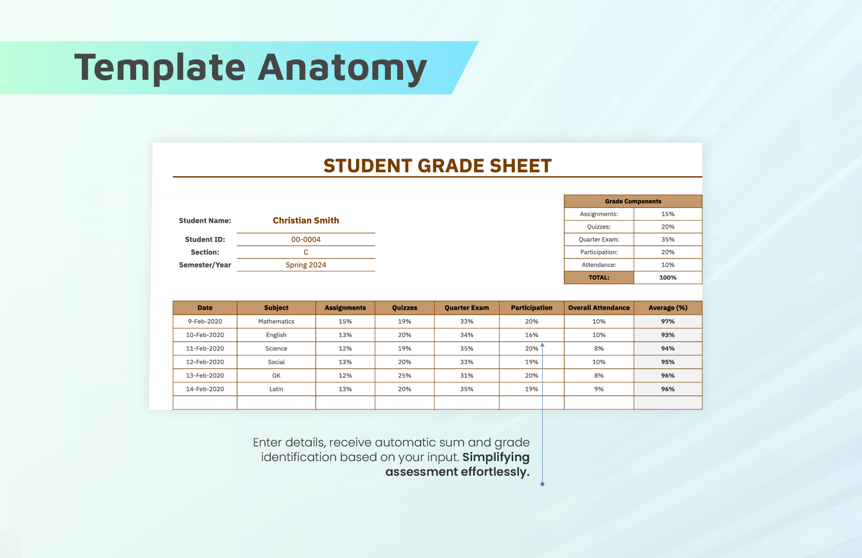 Student Grade Sheet Template