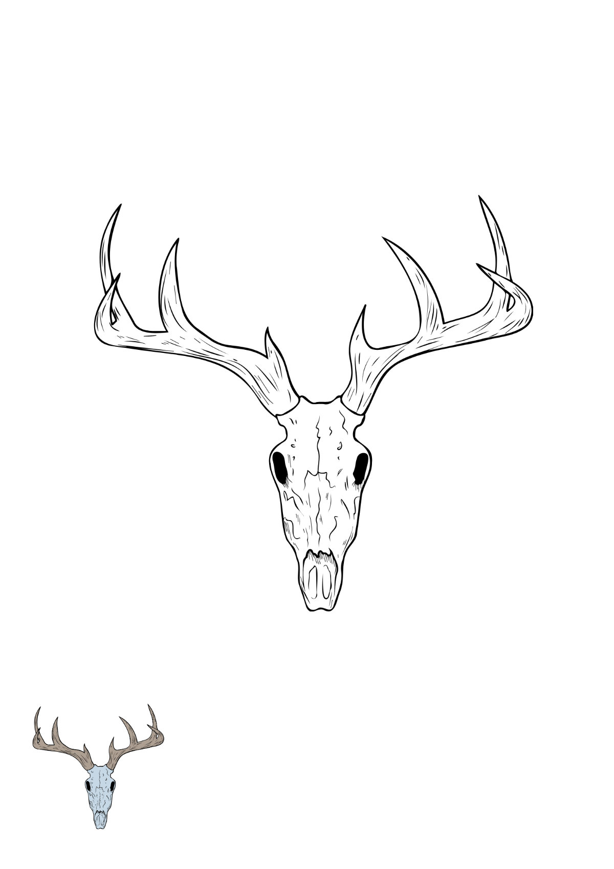 Deer Skull Coloring Page Template