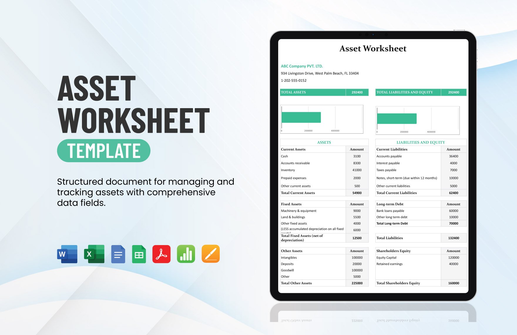 Asset Worksheet Template in Word, Google Docs, Excel, PDF, Google Sheets, Apple Pages, Apple Numbers