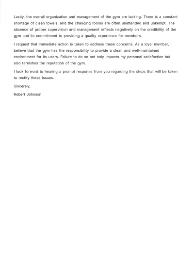 Free Gym Complaint Letter Template to Edit Online