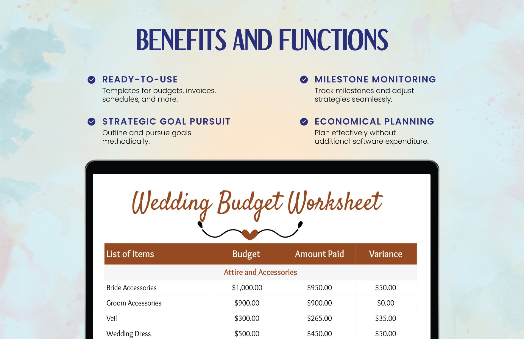 Wedding Budget Worksheet Template