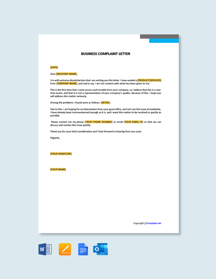 Complaint Letter for Bad Service Template - Google Docs, Word ...