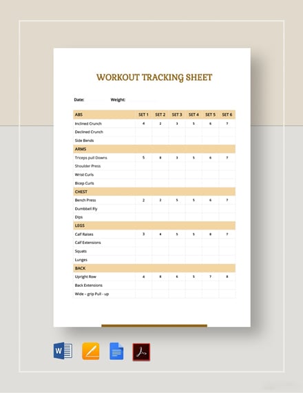 Workout Tracking Sheet 