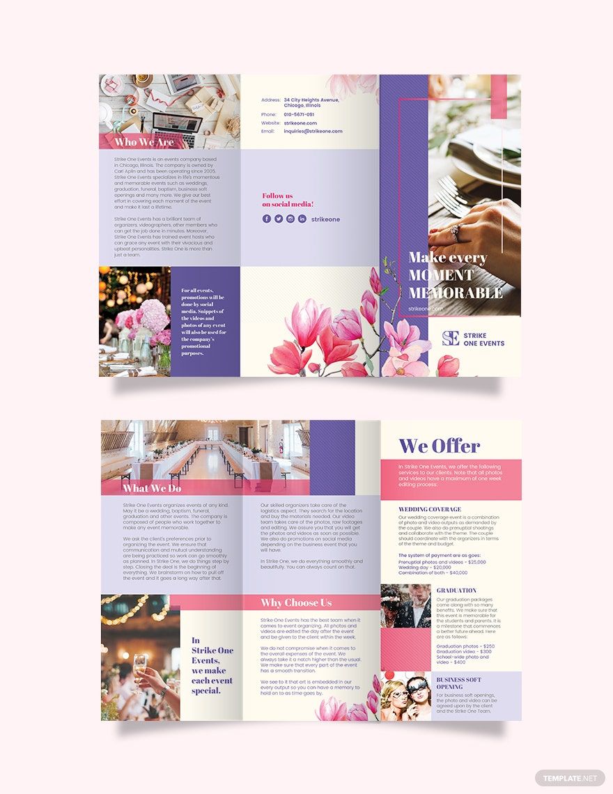 Event Company Tri-Fold Brochure Template