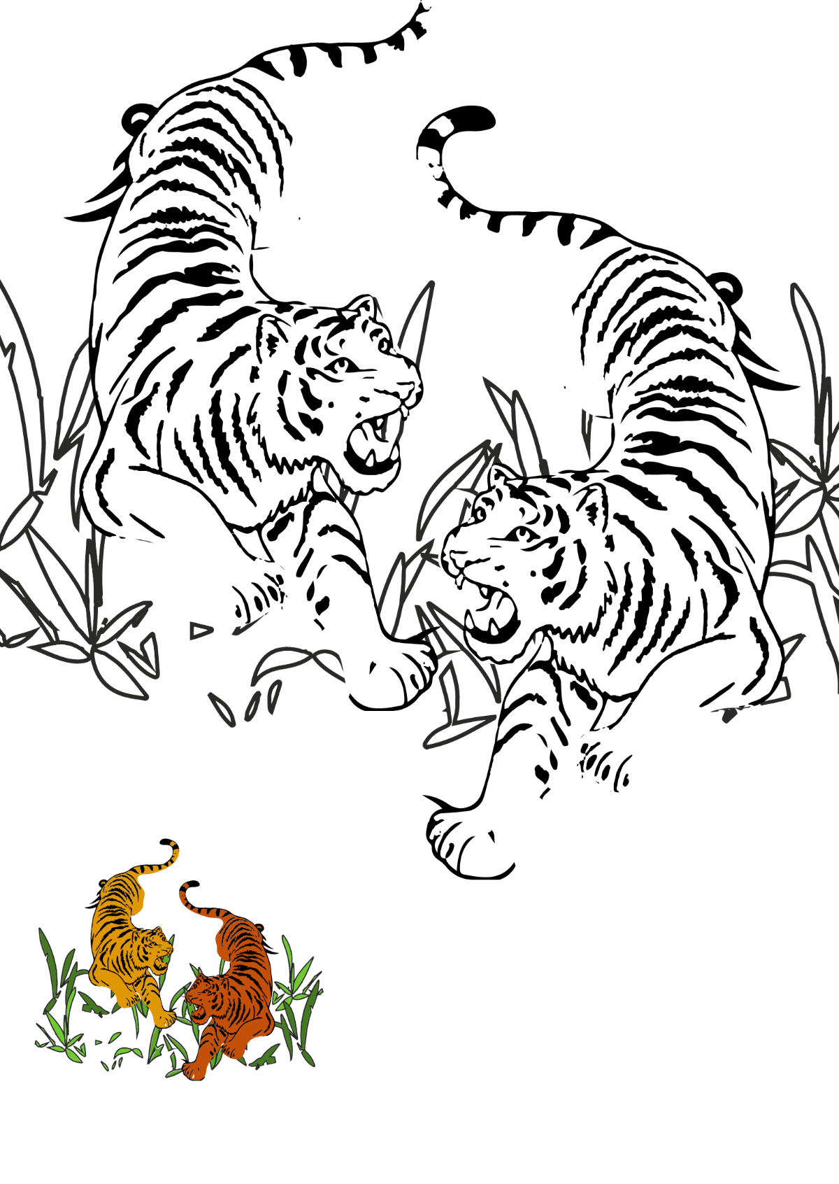 Angry Tiger Coloring Page Template