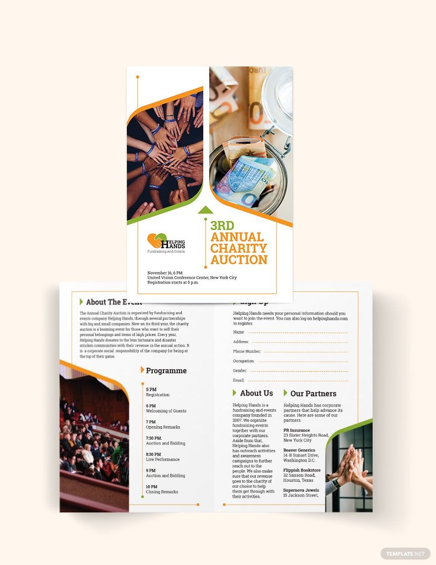 Fundraising Event Bi-Fold Brochure Template