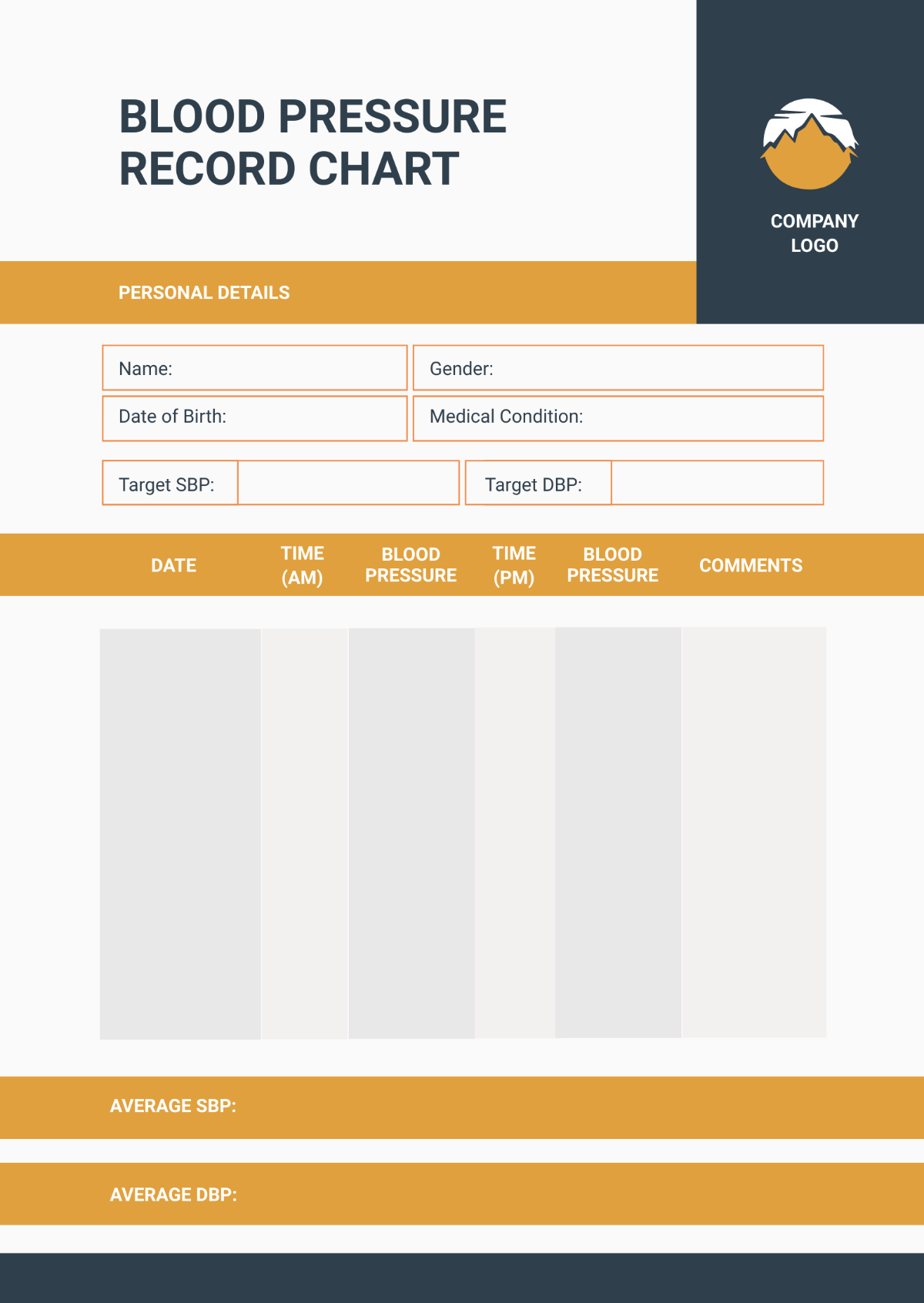 Free Blood Pressure Record Chart Template Edit Online Download Template