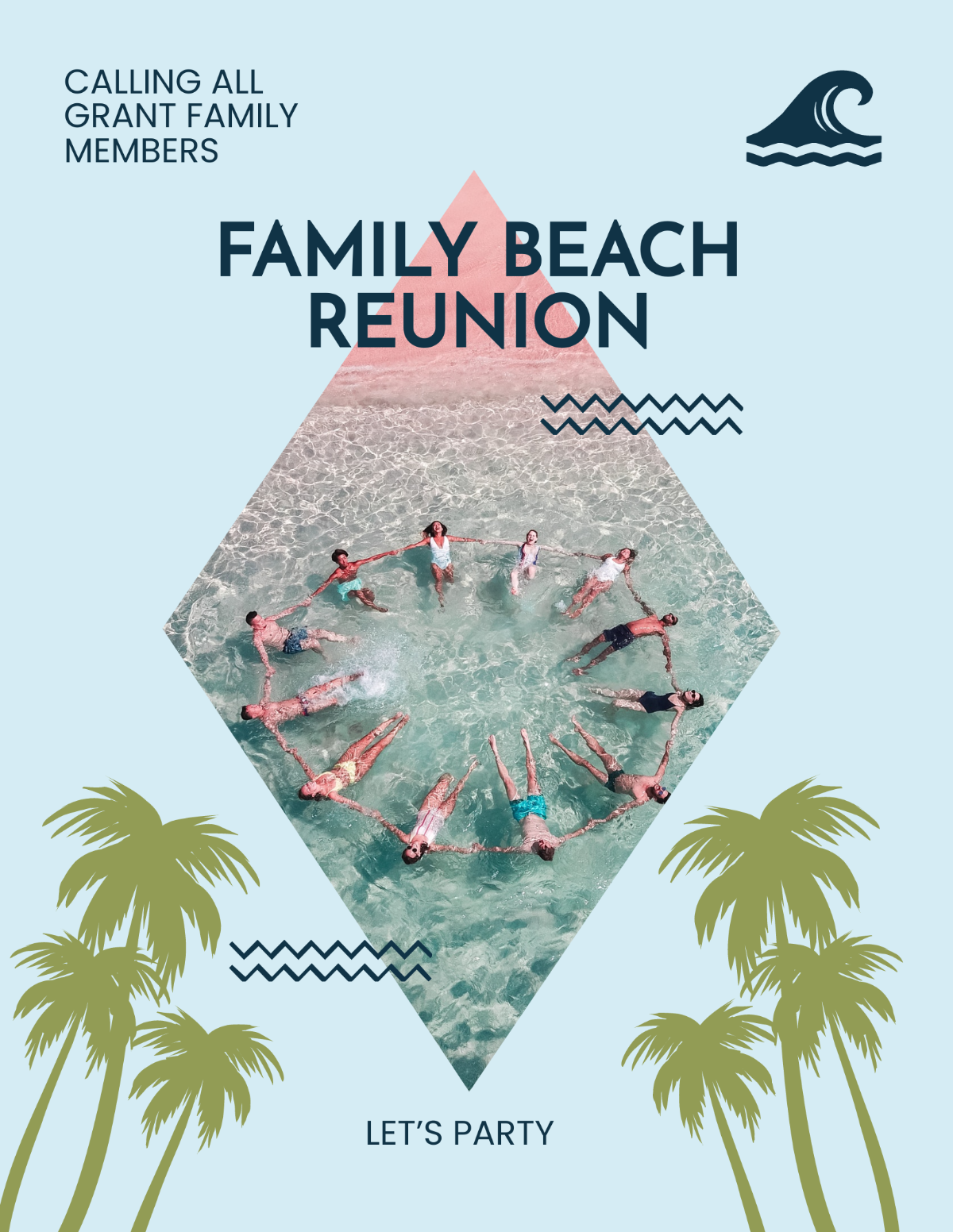 Family Beach Party Flyer Template