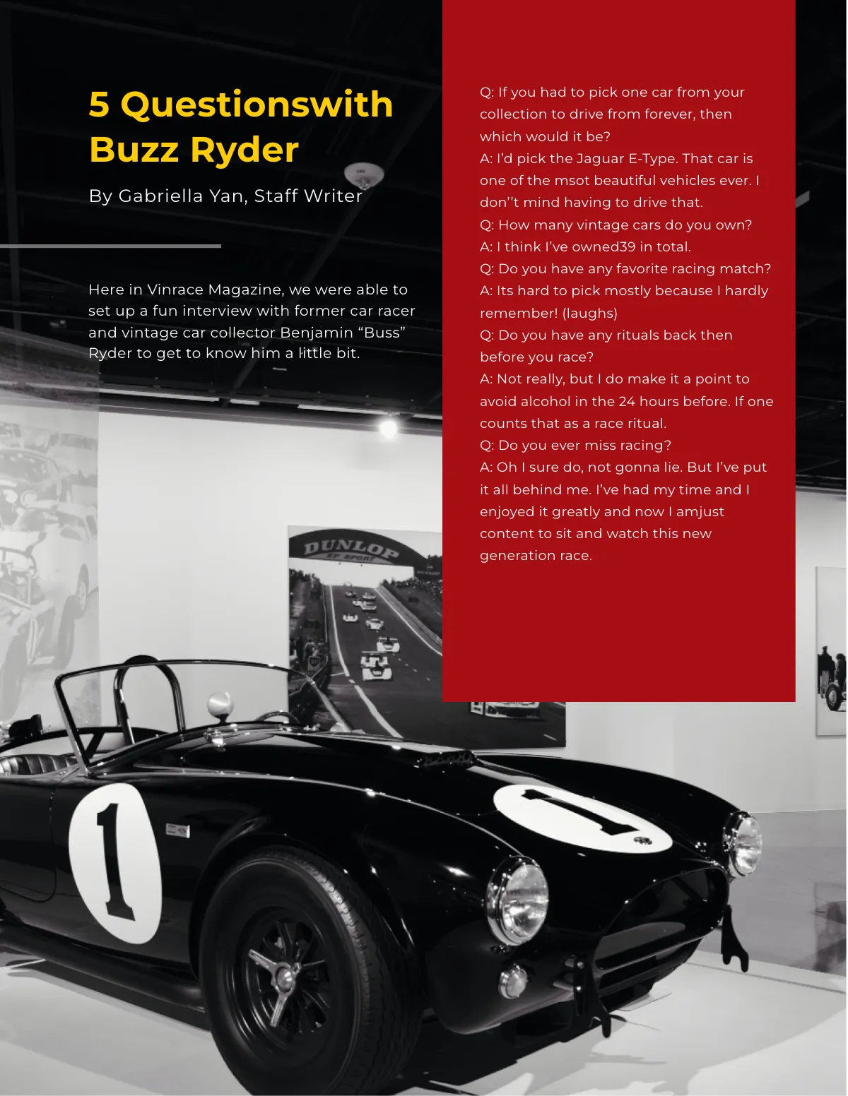 Free Vintage Race Car Magazine Template to Edit Online