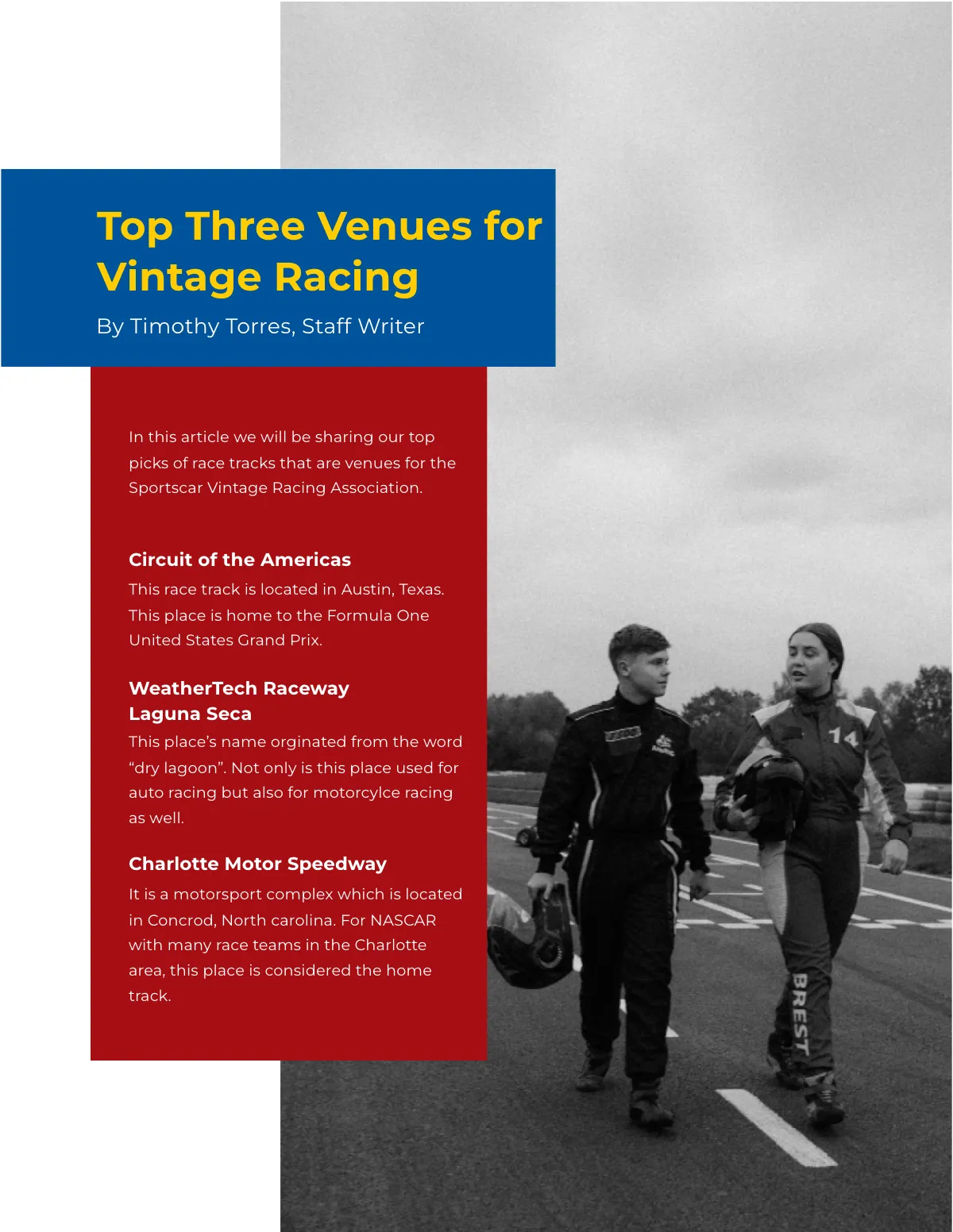 Free Vintage Race Car Magazine Template to Edit Online