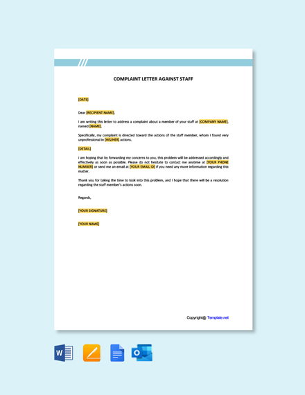 Formal Complaint Letter Template In Google Docs Word Template
