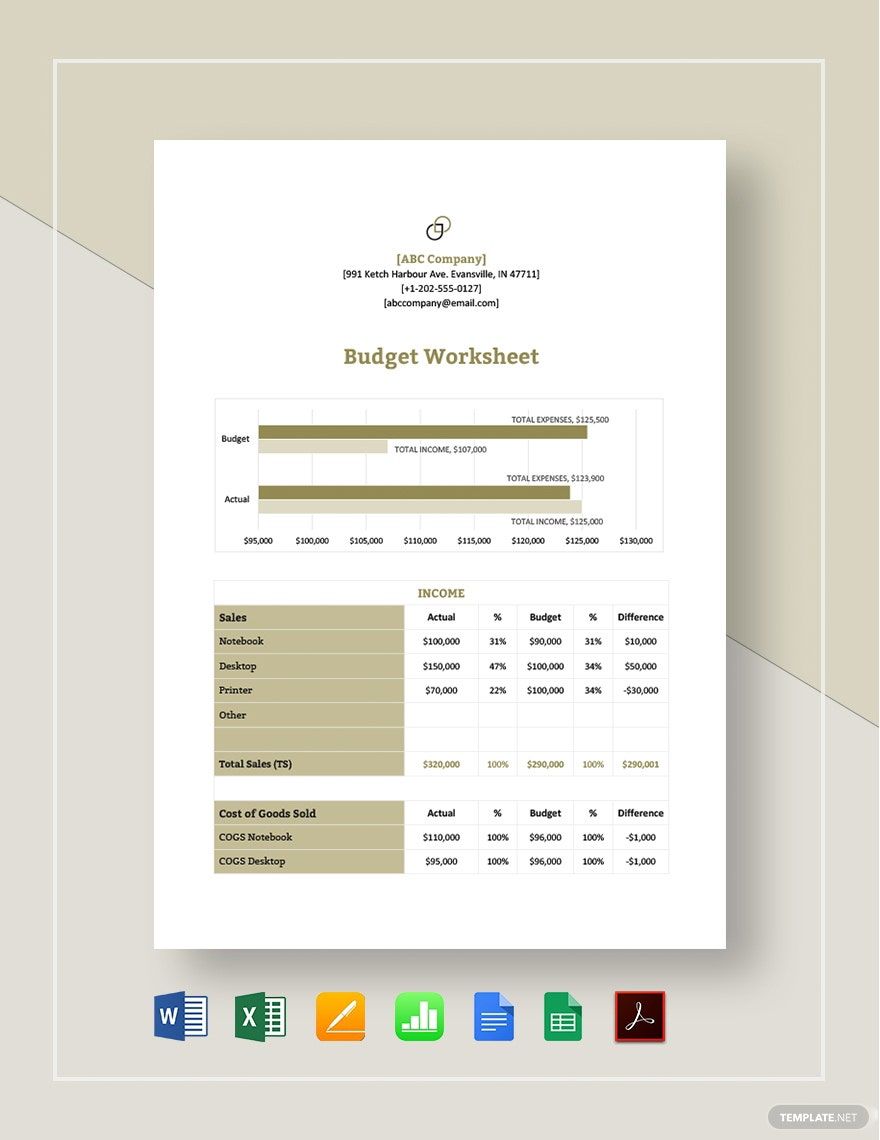 Simple Budget Worksheet Template