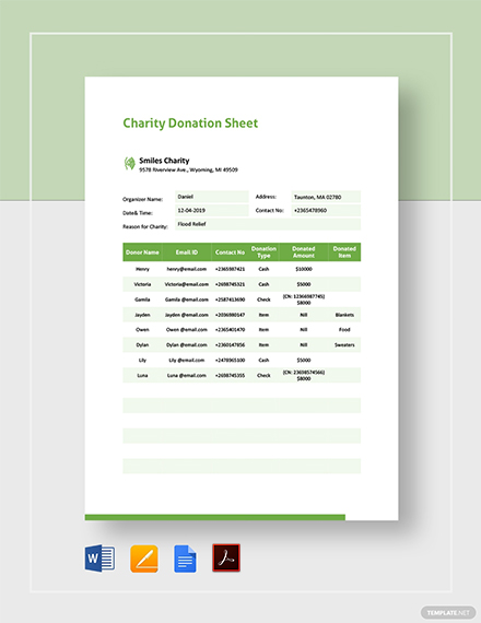 Charity Donation Form Template Word Google Docs Apple Pages