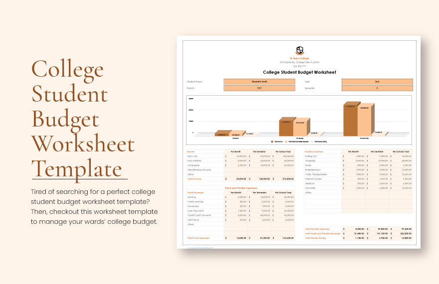 College Student Budget Worksheet Template