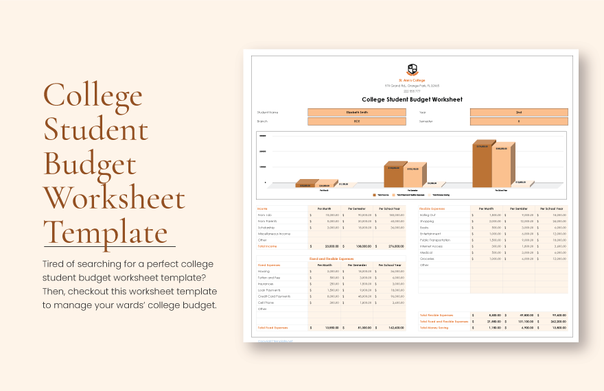 College Student Budget Worksheet Template Download In Word Google 