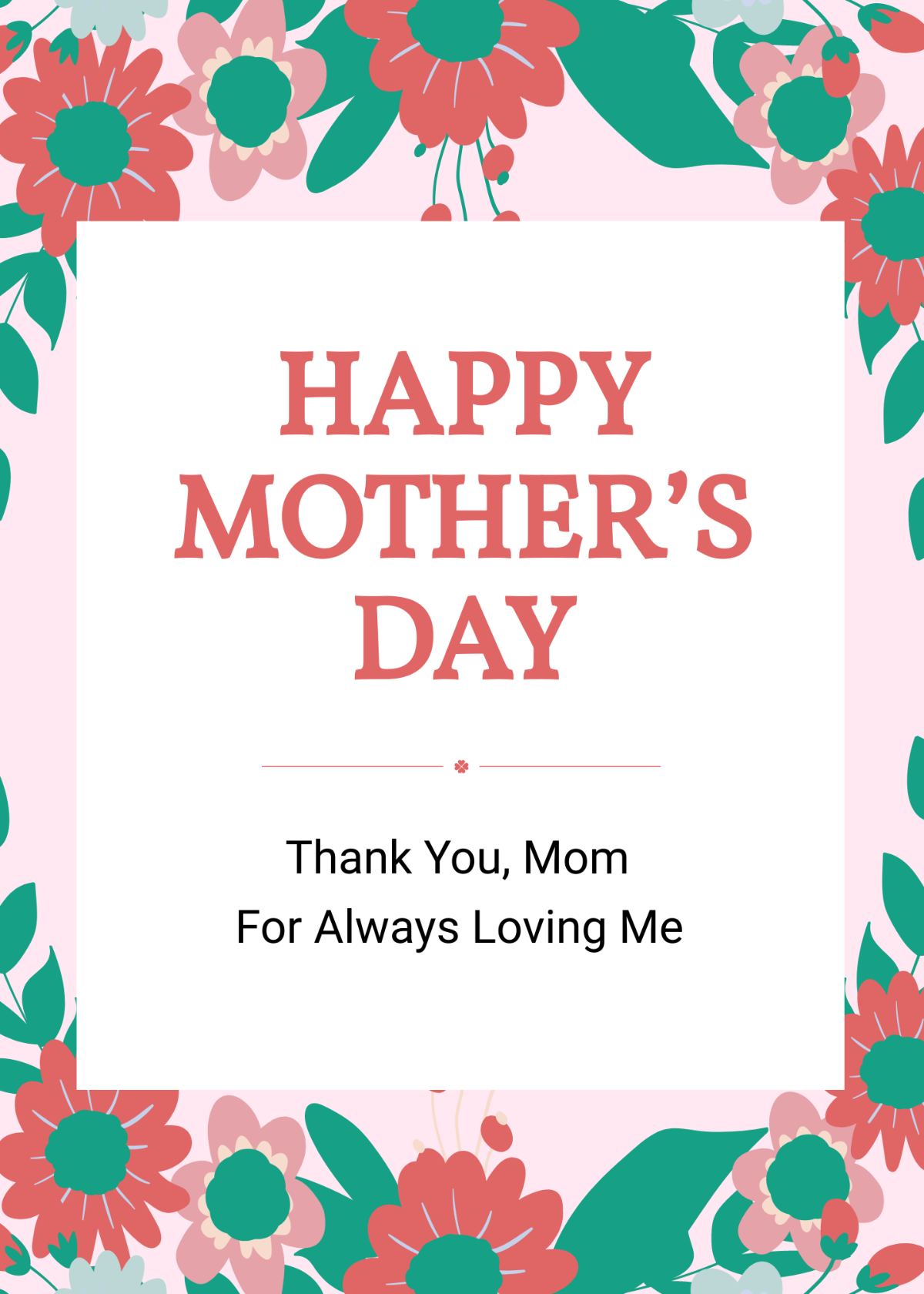 Thank You Card For Mother Template