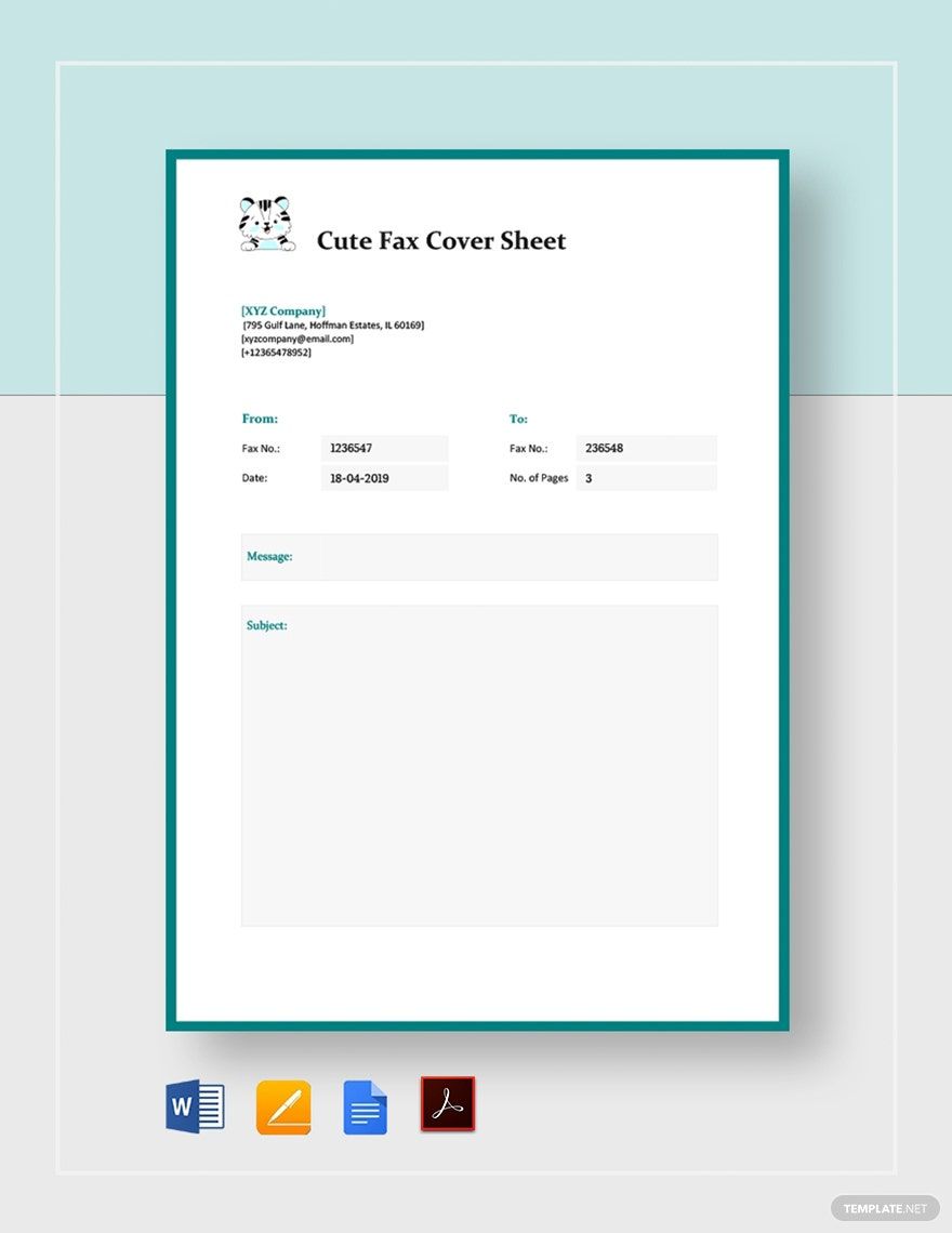 Cute Fax Cover Sheet Template Google Docs Word Apple Pages PDF 