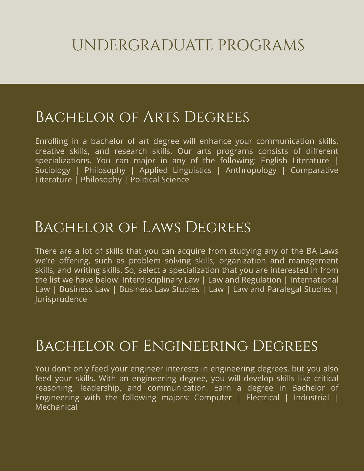 Free Undergraduate School Prospectus Template to Edit Online