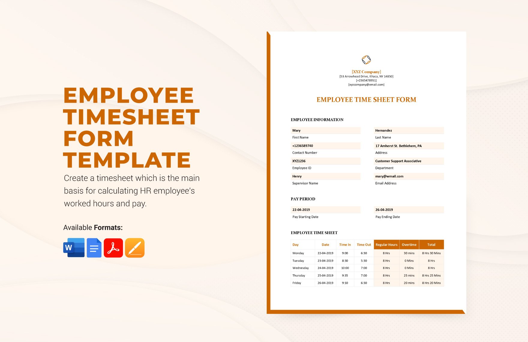 Employee Timesheet Form Template