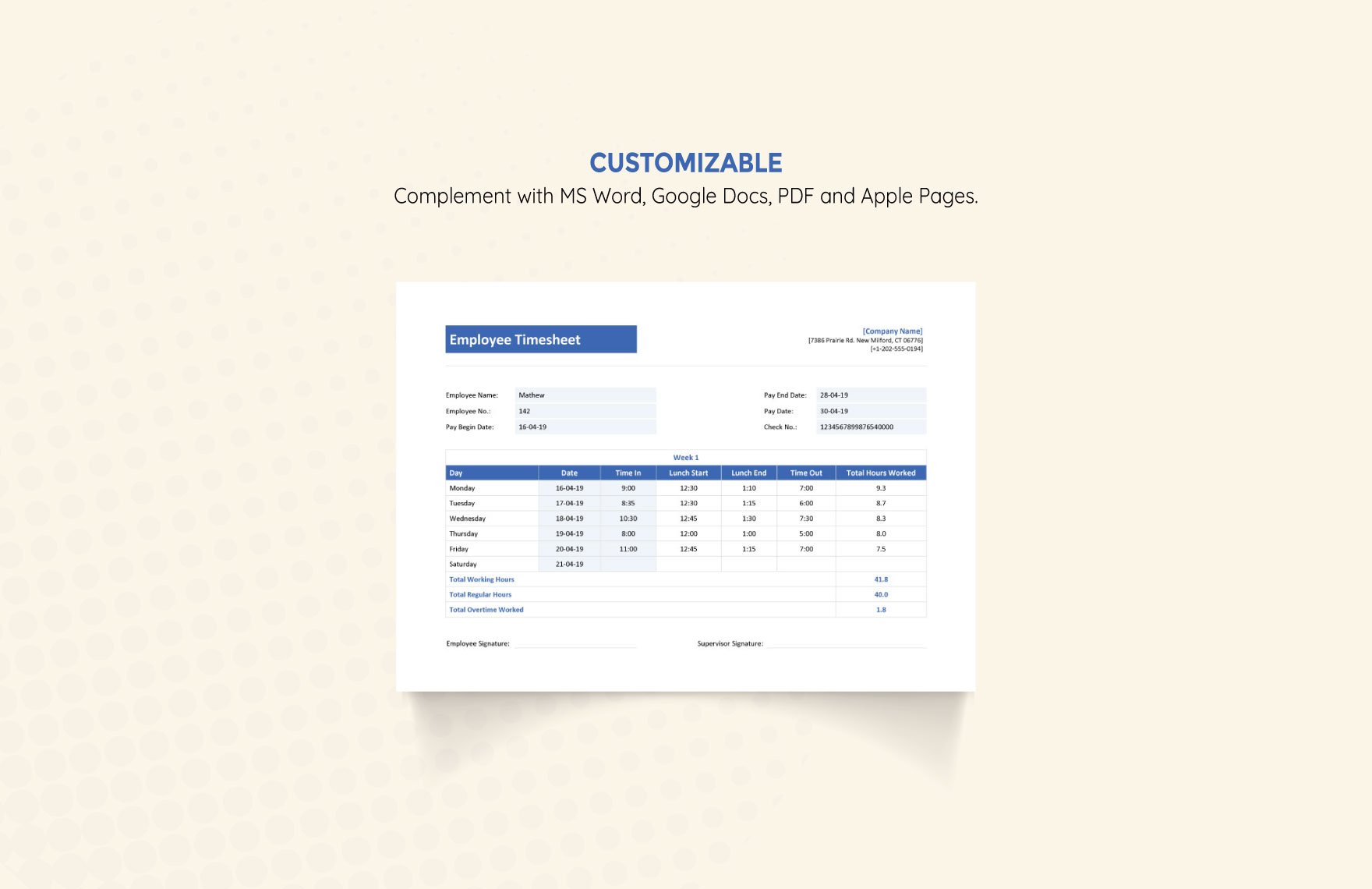 Employee Timesheet Template