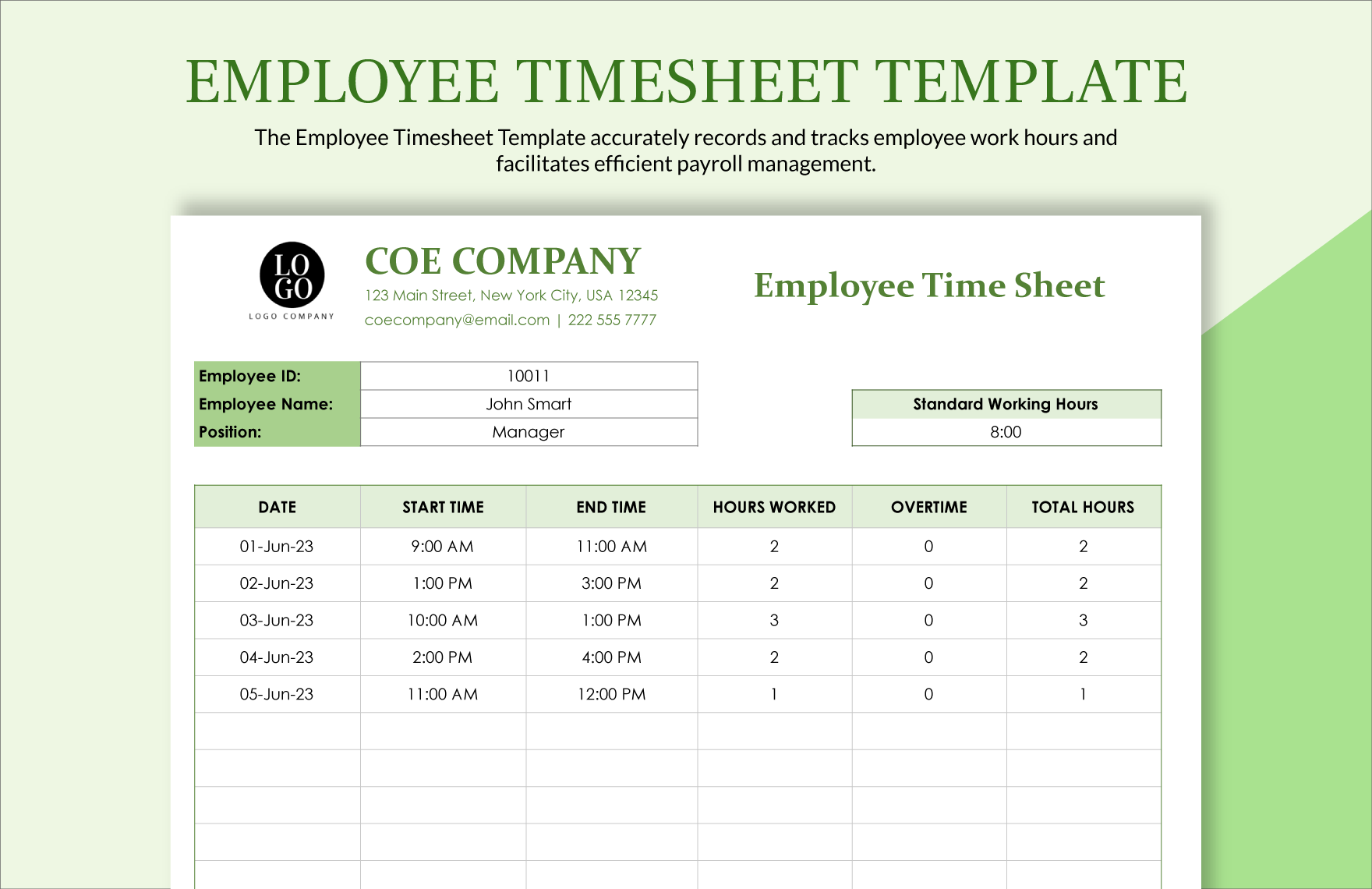Employee Timesheet Template Google Docs Google Sheets Excel Word
