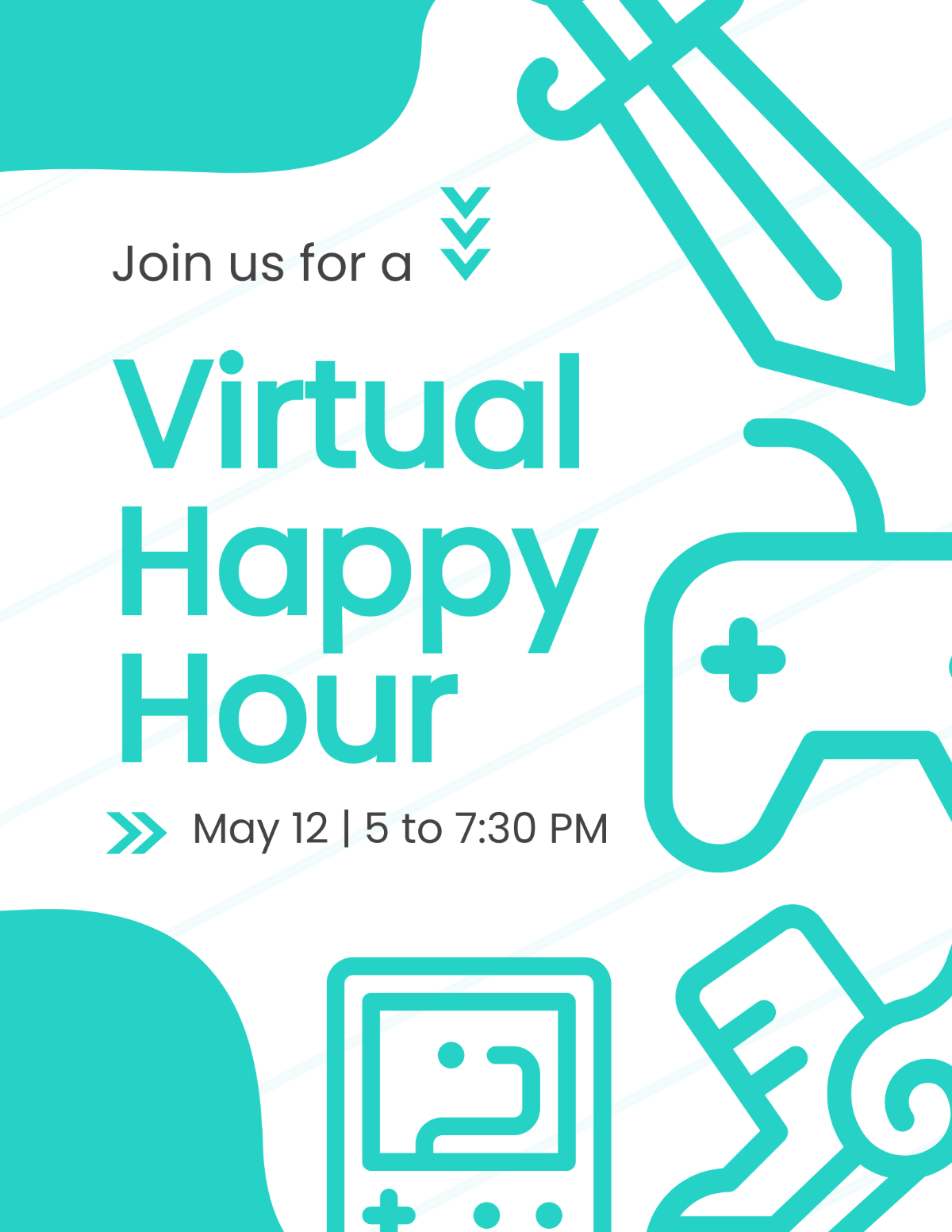 Free Virtual Happy Hour Flyer Template