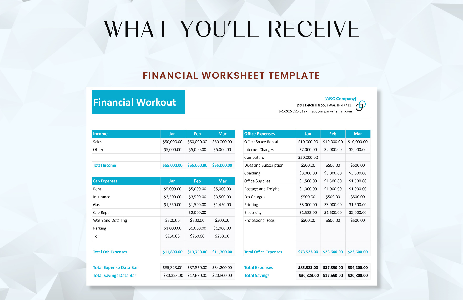 Financial Worksheet Template