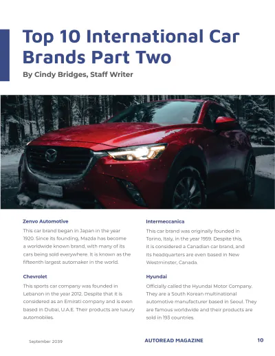 Free Automobile Classic Magazine Template to Edit Online