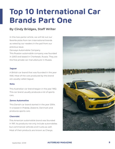 Free Automobile Classic Magazine Template to Edit Online