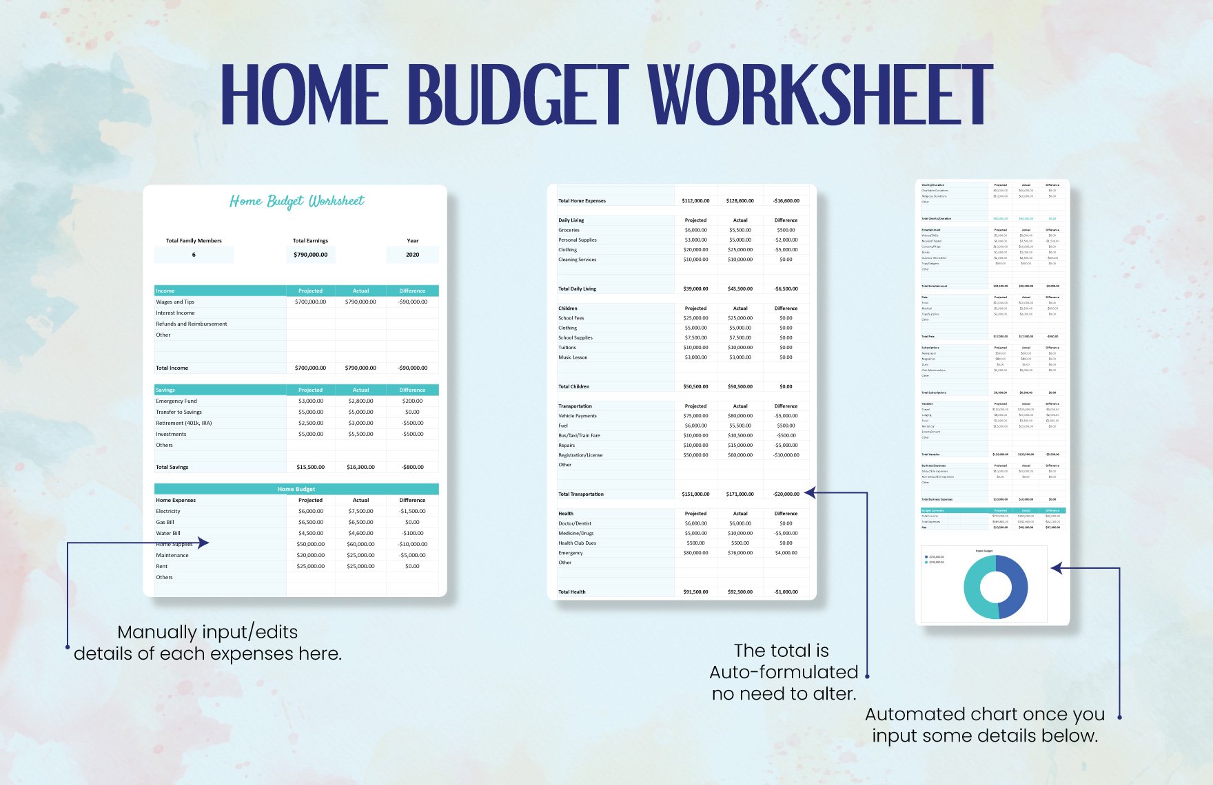 Home Budget Worksheet Template