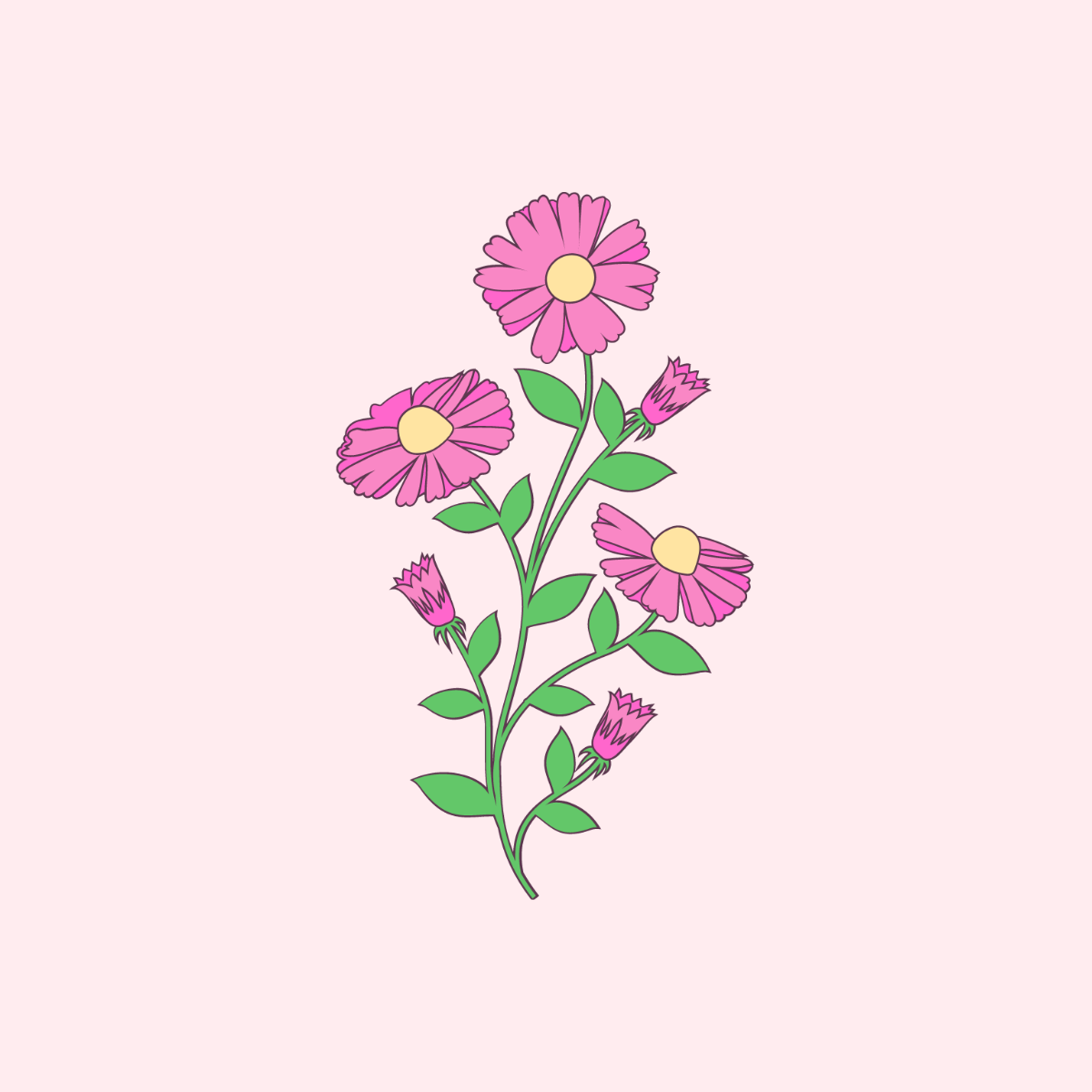Pink Floral Clipart Template